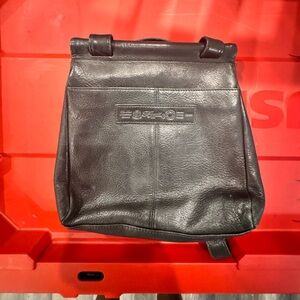 Vintage Fossil Black Leather Shoulder Bag Large Classic Handbag Organizer Tote